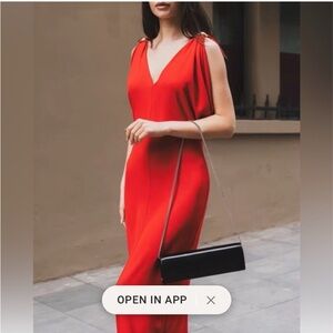 MIDI DRESS WITH GOLD APPLIQUÉS . SIZE M- RED